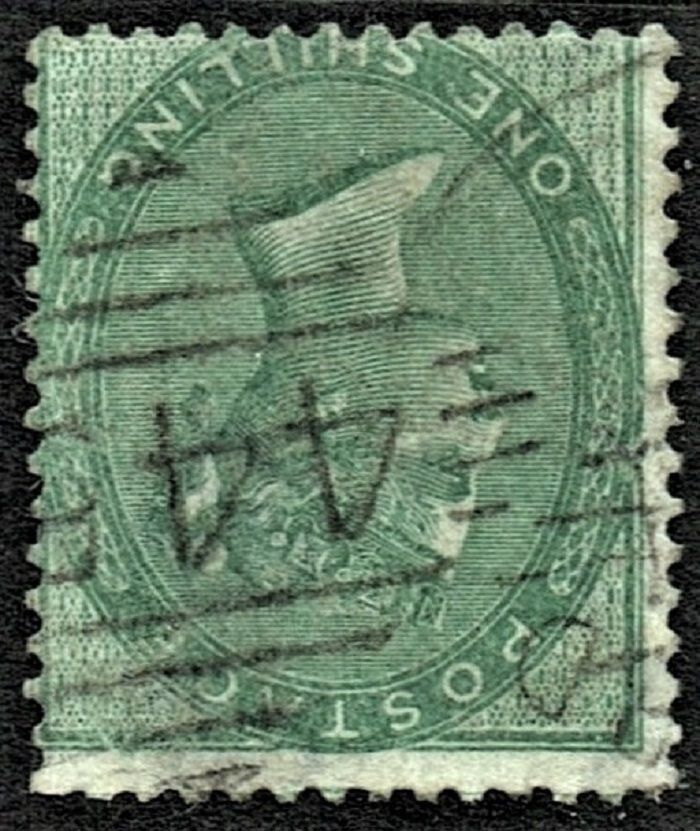GB QUEEN VICTORIA, 1856, ERRORS, 1s PALE GREEN, Sg.73Wj, Mi.15ya, Used
