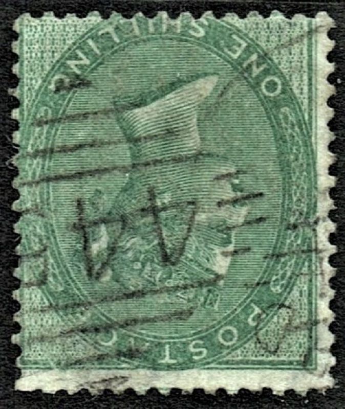 GB QUEEN VICTORIA, 1856, ERRORS, 1s PALE GREEN, Sg.73Wj, Mi.15ya, Used