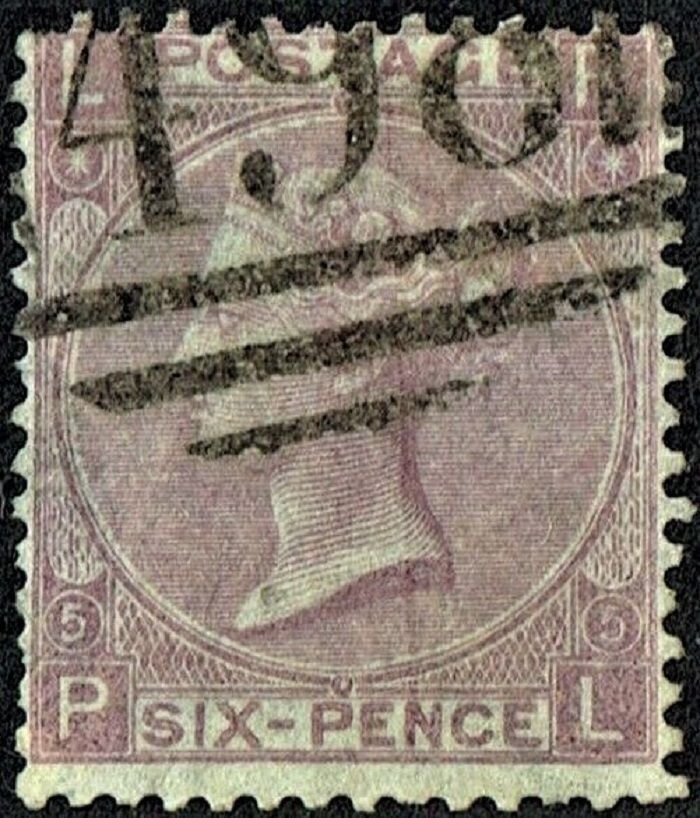 GB QUEEN VICTORIA, 1865, ERRORS, 6d LILAC, Pl.5, Sg.97, Mi.25b, LP-PL, With Hyphen, Used