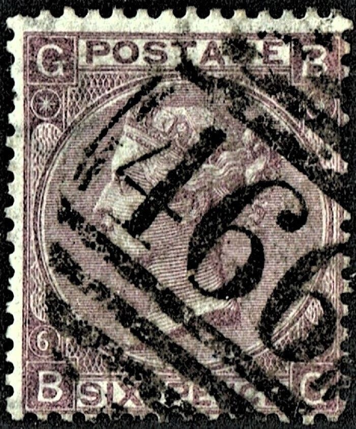 GB QUEEN VICTORIA, 1865, 6d DEEP LILAC, Pl.6, Sg.96, Mi.25a, GB-BG, With Hyphen, Used