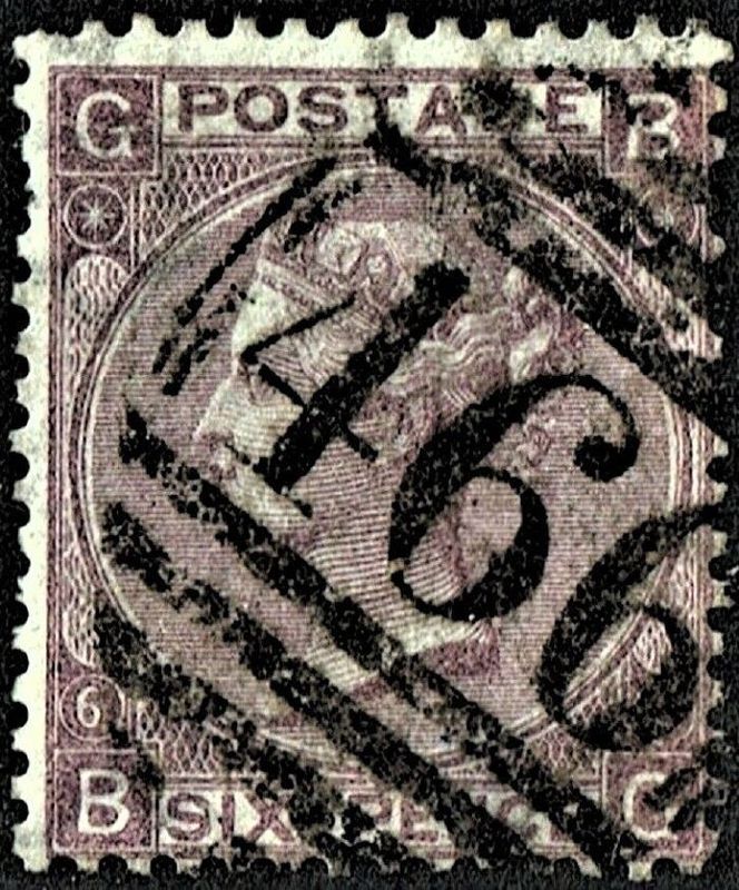 GB QUEEN VICTORIA, 1865, 6d DEEP LILAC, Pl.6, Sg.96, Mi.25a, GB-BG, With Hyphen, Used
