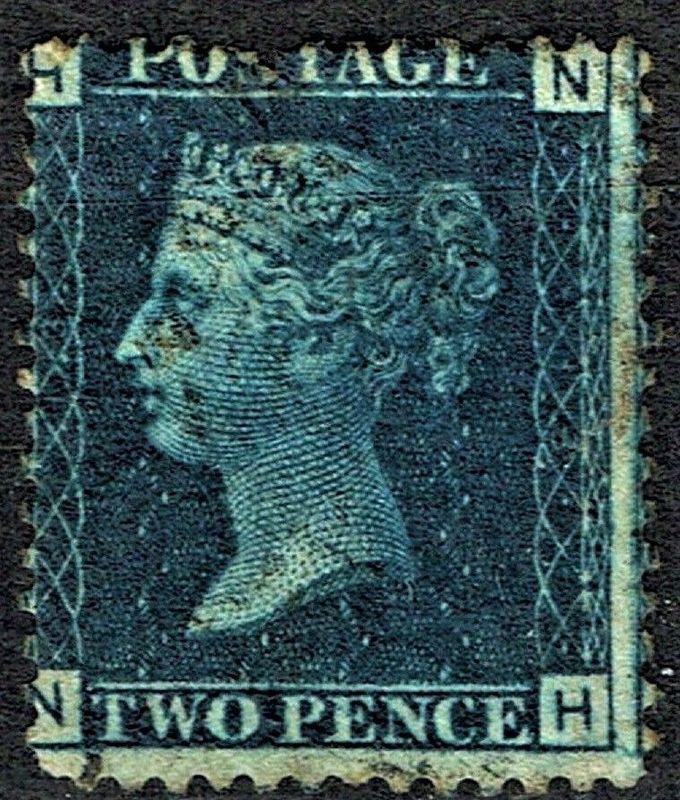 GB QUEEN VICTORIA, 1858, 2d DEEP BLUE, Sg.47, Pl.13, HN-NH, Used, Damaged