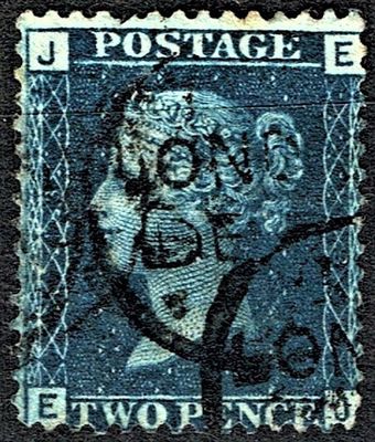 GB QUEEN VICTORIA, 1858, 2d DEEP BLUE, Sg.47, Pl.13, JE-EJ, Used