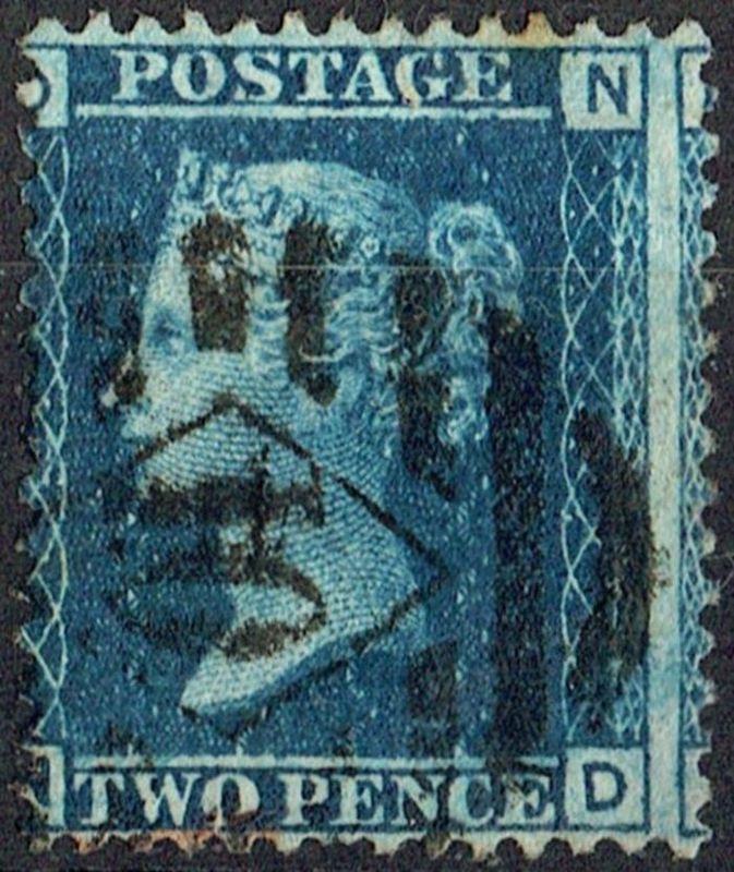 GB QUEEN VICTORIA, 1858, 2d BLUE, Sg.45, Pl.8, DN-ND, USED