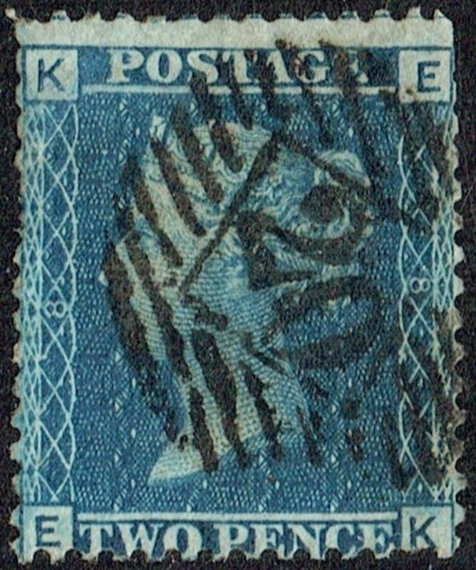 GB QUEEN VICTORIA, 1858, 2d BLUE, Sg.45, Mi.17IX, Pl.9, KE-EK, USED