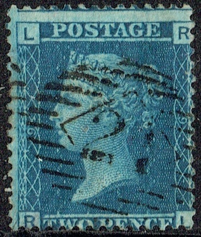 GB QUEEN VICTORIA 1858, 2d BLUE, Sg.45, Mi.17IX, Pl.9, LR-RL, USED