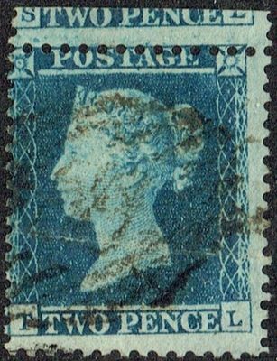 GB QUEEN VICTORIA 1855, 2d BLUE, Pl.5, SG 23a, Mi.13, T-L, USED GB QUEEN VICTORIA 1855, 2d BLUE, Pl.5, SG 23a, Mi.13, T-L, USED