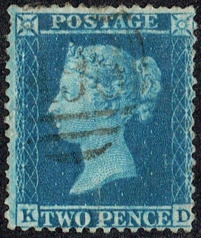 GB QUEEN VICTORIA, 1855, 2d BLUE, Pl.5, Sg.23a, Mi.13, KD, USED