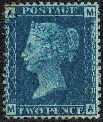 GB QUEEN VICTORIA, 1871, ERRORS, 2d BLUE, Sg.45, Pl.7, AM-MA, Used