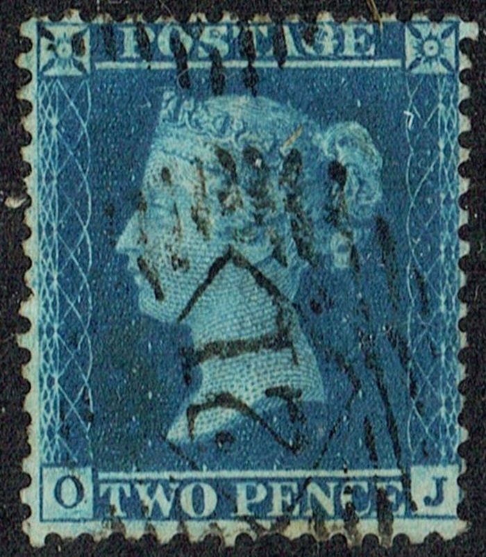 GB QUEEN VICTORIA, 1855, 2d BLUE, Pl.5, Sg.23a, Mi.13, OJ, USED