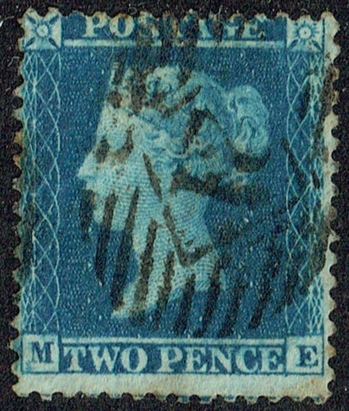 GB QUEEN VICTORIA, 1855, 2d BLUE, Pl.5, Sg.23a, Mi.13, ME, USED