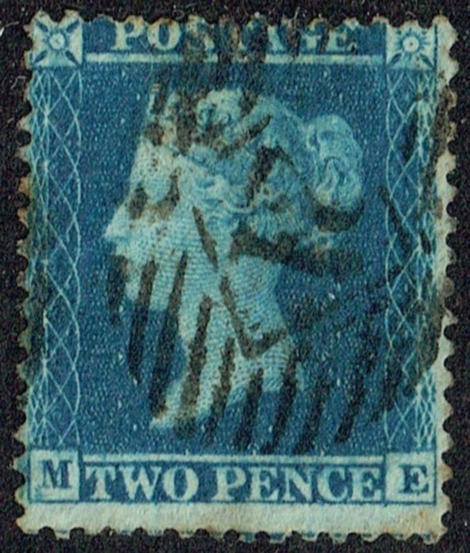 GB QUEEN VICTORIA, 1855, 2d BLUE, Pl.5, Sg.23a, Mi.13, ME, USED
