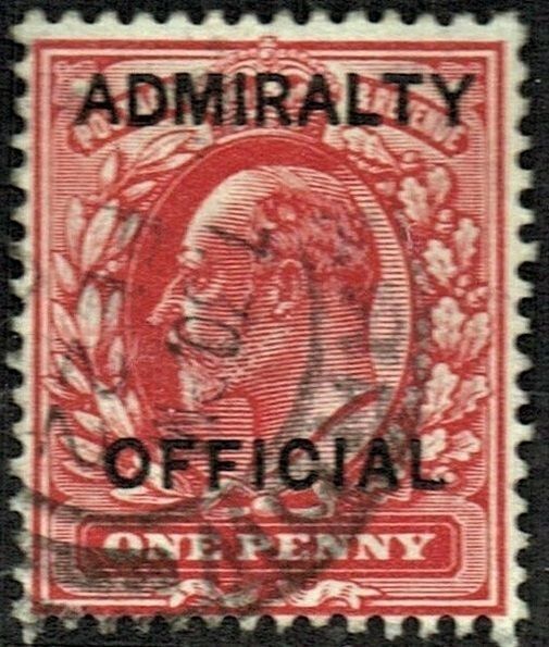 GB KING EDWARD VII, 1903, ADMIRALTY OFFICIAL, 1d SCARLET, Sg.O102, Mi.D2I, USED/ FU