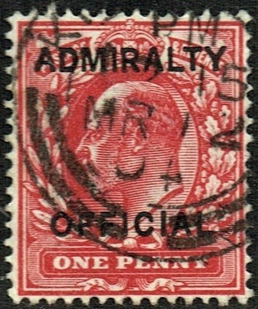 GB KING EDWARD VII, 1903, ADMIRALTY OFFICIAL, 1d SCARLET, Sg.O102, Mi.D2I, USED/ FU