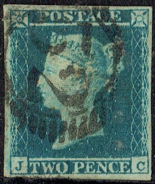 GB QUEEN VICTORIA, 1841, 2d BLUE, Sg.14, Mi.4, 4 MARGINS, JC, Used