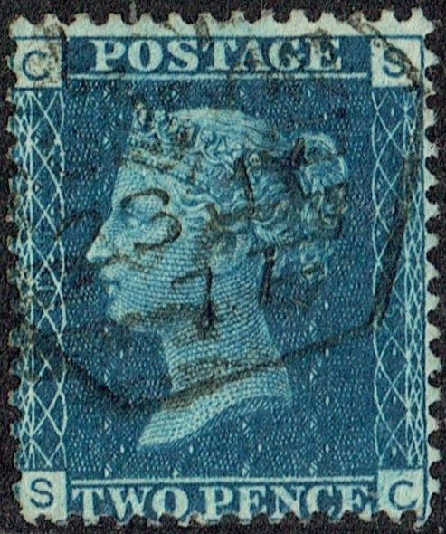 GB QUEEN VICTORIA 1858, 2d DEEP BLUE, Sg.47, Pl.15, CS-SC, Fine Used