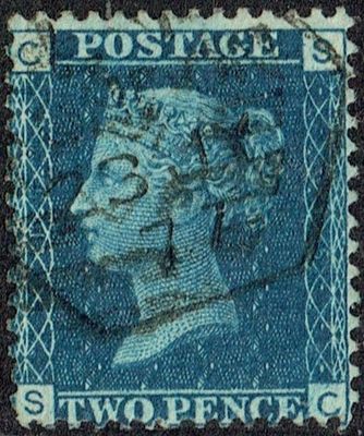 GB QUEEN VICTORIA 1858, 2d DEEP BLUE, Sg.47, Pl.15, CS-SC, Fine Used