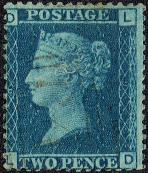 GB QUEEN VICTORIA, 1858, 2d BLUE, Sg.45, Pl.9, DL-LD, USED
