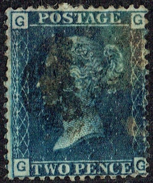 GB QUEEN VICTORIA, 1858, 2d BLUE, Sg.45, Pl.8, GG-GG, USED