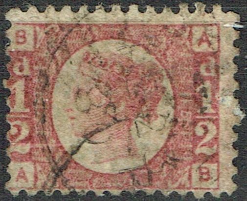 GB QUEEN VICTORIA, 1870, ½d ROSE, Pl.5, Sg.49, Mi.36, BA-AB, Used