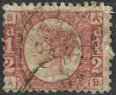 GB QUEEN VICTORIA, 1870, ½d ROSE, Pl.5, Sg.49, Mi.36, BA-AB, Used