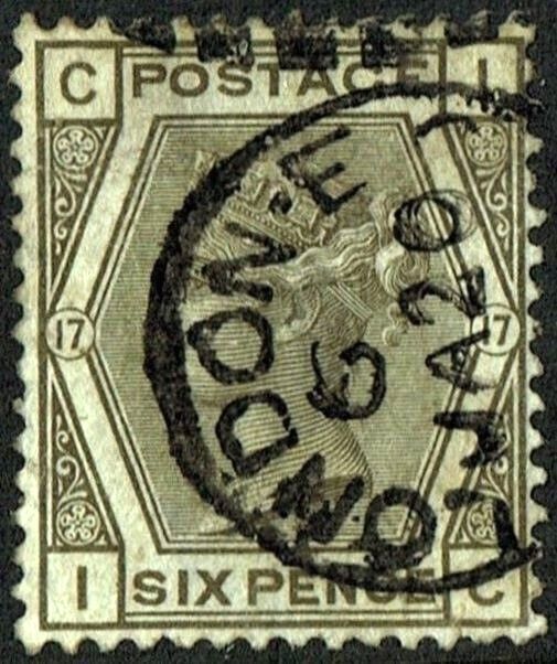 GB QUEEN VICTORIA, 1881, 6d GREY, Pl.17, Sg.161, Mi.63, CI-IC, USED