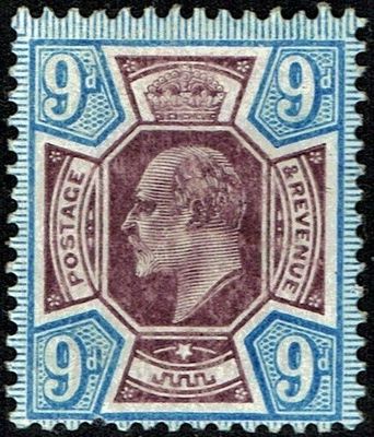 GB KING EDWARD VII, 1902, 9d DULL PURPLE & ULTRAMARINE, Sg.250, Mi.112Iwa, MINT