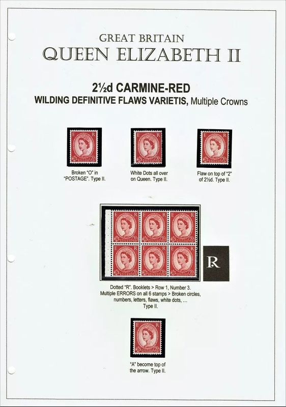 GB QUEEN ELIZABETH II, 1957, ERRORS, 2½d CARMINE RED, TYPE II, WILDING DEFINITIVE VARIETIES, MC