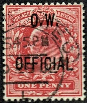 GB KING EDWARD VII, 1902, O.W.OFFICIAL, 1d SCARLET, Sg.O37, Mi.D70, USED GB KING EDWARD VII, 1902, O.W.OFFICIAL, 1d SCARLET, Sg.O37, Mi.D70, USED