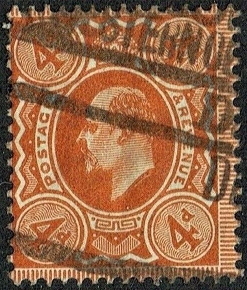 GB KING EDWARD VII, 1903, ERRORS, 4d BROWN-ORGANGE, Sg.23941, Mi.119Ic, USED