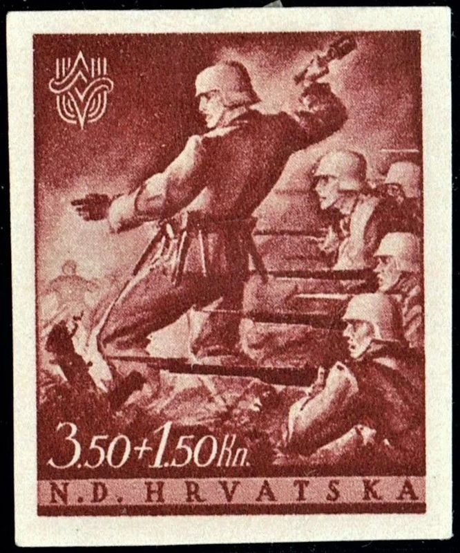 CROATIA 2WW 1944 3rd REICH - NDH, INDEPENDENCE ANNIVERSARY, 3.50+1.50Kn, Mint