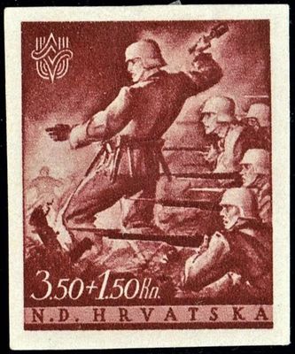 CROATIA 2WW 1944 3rd REICH - NDH, INDEPENDENCE ANNIVERSARY, 3.50+1.50Kn, Mint
