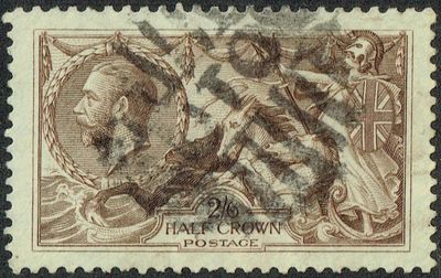GB KING GEORGE V, 1913-34, SEAHORSE, 2s6d PALE BROWN, Sg.415a, Type A, Used