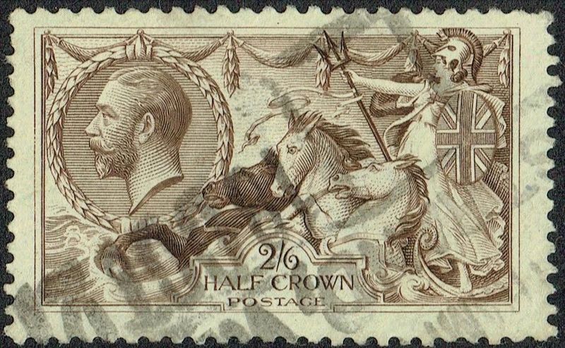 GB KING GEORGE V, 1913-34, SEAHORSE, 2s6d PALE BROWN, Sg.415a, Type A, Used
