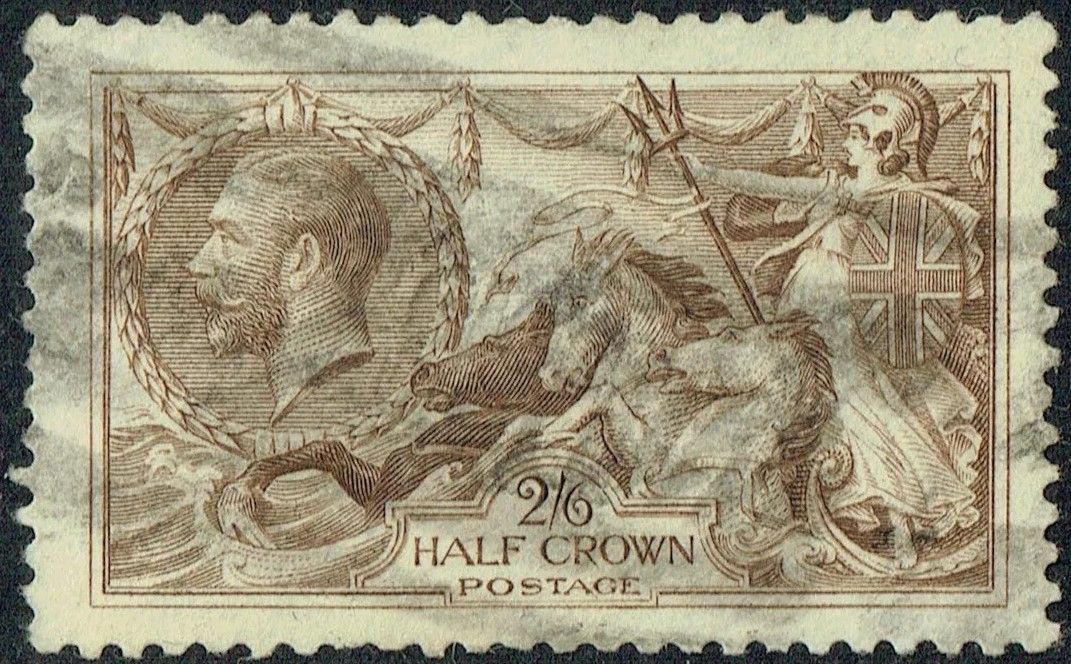 GB KING GEORGE V, 1913-34, ERRORS, SEAHORSE, 2s6d PALE BROWN, Sg.415a, Type A, Used
