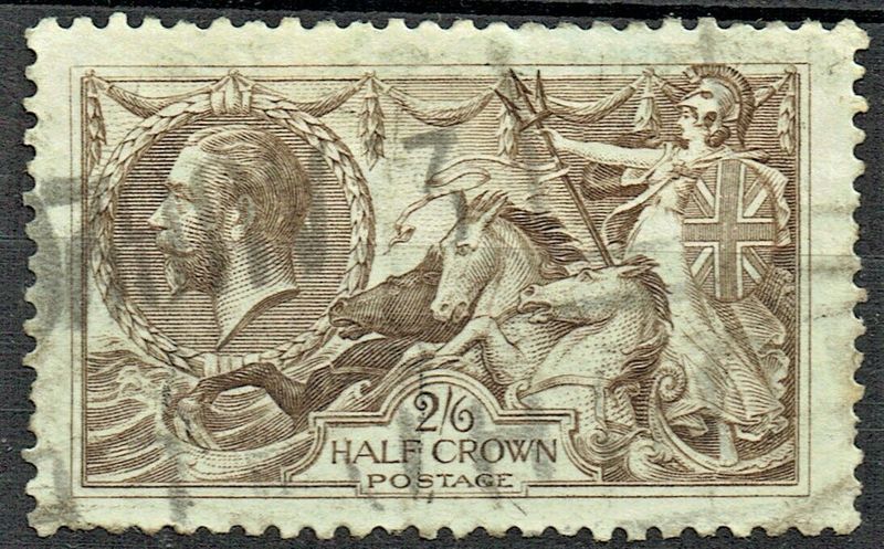 GB KING GEORGE V, 1913-34, ERRORS, SEAHORSE, 2s6d SEPIA-BROWN, Sg.400, Mi.141Ic, Type A, Used