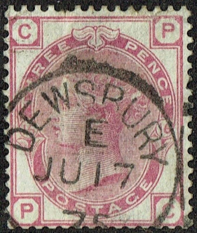 GB QUEEN VICTORIA, 1873, 3d ROSE, Pl.16, Sg.143, Mi.41, CP-PC, Used-Damaged