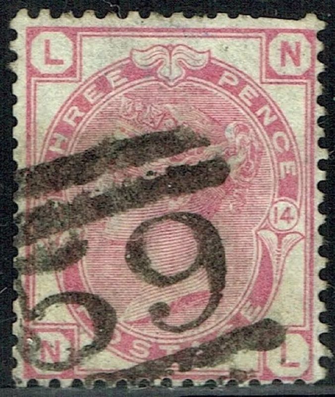 GB QUEEN VICTORIA, 1873, 3d ROSE, Pl.12, Sg.143, Mi.41, LN-NL, Used-Damaged