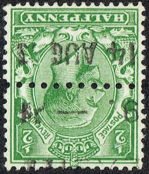 GB KING GEORGE V, 1912, ERROR, ½d GREEN, Sg.344, Mi.123IIa, Used