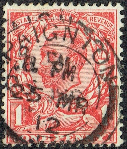 GB KING GEORGE V, 1912, ERROR, 1d BRIGHT SCARLET, Sg.341a, Mi.122IIb, Used