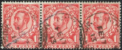 GB KING GEORGE V, 1912, ERROR, 1d BRIGHT SCARLET, Sg.341a, Mi.122IIb, Used