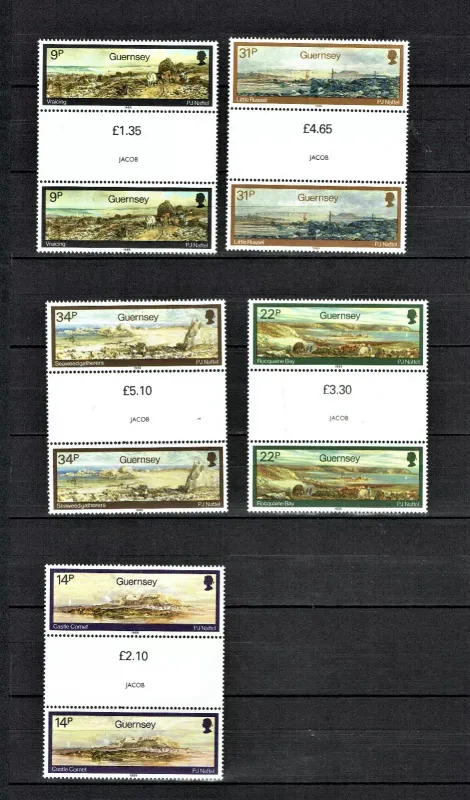 GB GUERNSEY, 158+35 STAMPS eg. GUTTER PAIRS,... , MNH