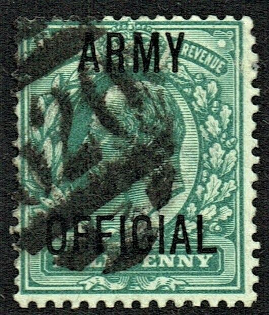 GB KING EDWARD VII, 1902, ½d BLUE-GREEN, ARMY OFFICIAL, Sg.O48, Mi.D12, Used GB KING EDWARD VII, 1902, ½d BLUE-GREEN, ARMY OFFICIAL, Sg.O48, Mi.D12, Used