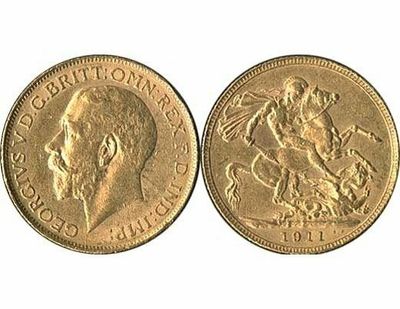 GB KING GEORGE V 1911 FULL SOVEREIGN COIN GB KING GEORGE V 1911 FULL SOVEREIGN COIN