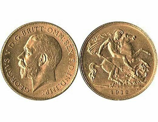 GB KING GEORGE V 1912 FULL SOVEREIGN COIN GB KING GEORGE V 1912 FULL SOVEREIGN COIN