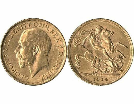 GB KING GEORGE V 1914 FULL SOVEREIGN COIN GB KING GEORGE V 1914 FULL SOVEREIGN COIN