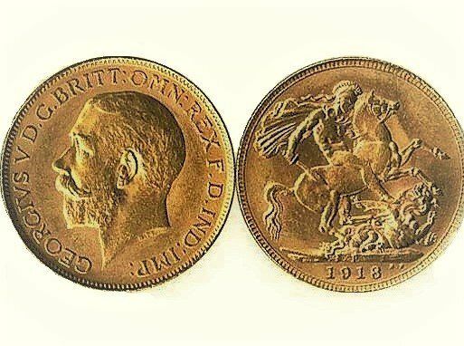 GB KING GEORGE V 1918 FULL SOVEREIGN COIN GB KING GEORGE V 1918 FULL SOVEREIGN COIN