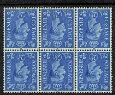 GB KING GEORGE VI 1937, BLOCK of 6x 2½d ULTRAMARINE WTM.INVERT, SG466Wi Mint/MNH