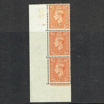 GB KING GEORGE VI 1938, ERROR, 2d ORANGE Control U47 Cylinder 49(NO Dot), Mi201X, SG465, MNH/Mint