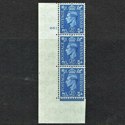 GB KING GEORGE VI 1941, 2½d LIGHT ULTRAMARINE Cylinder 261(NO Dot), Mi248X, SG466, MNH/Mint GB KING GEORGE VI 1941, 2½d LIGHT ULTRAMARINE Cylinder 261(NO Dot), Mi248X, SG466, MNH/Mint